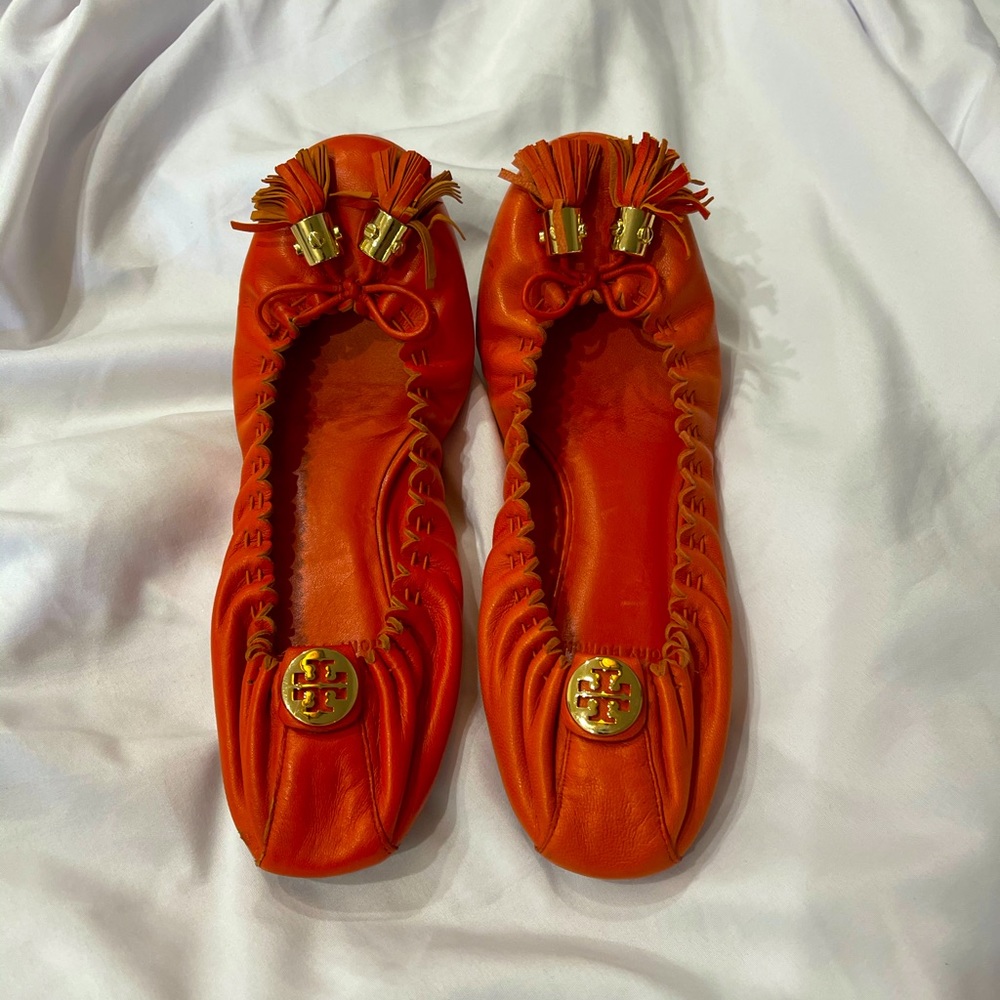 Tory Burch Orange Tassel Flats